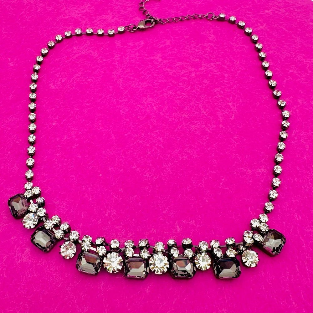 Crystal and Smoky Rhinestone Statement Vintage Necklace